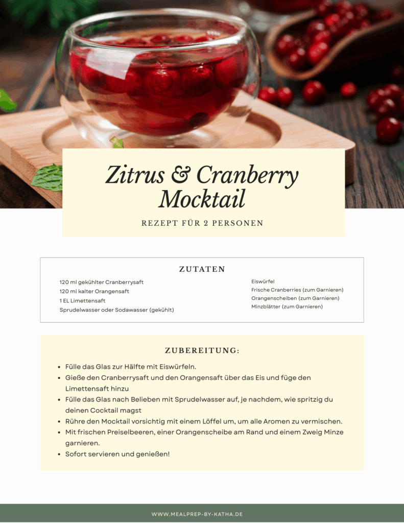 Zitrus-und Cranberry Mocktail