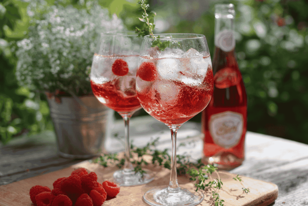 alkoholfreier himbeer rosen spritz